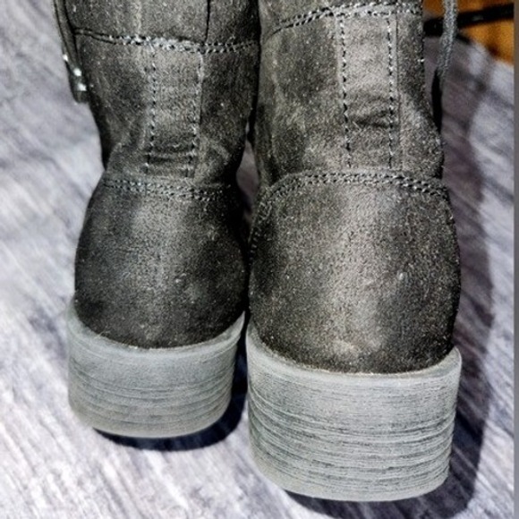 Rock & Candy Black Ankle Boots Plaid Lined Lace‎ Up Chunky Heel Grunge - Picture 7 of 11